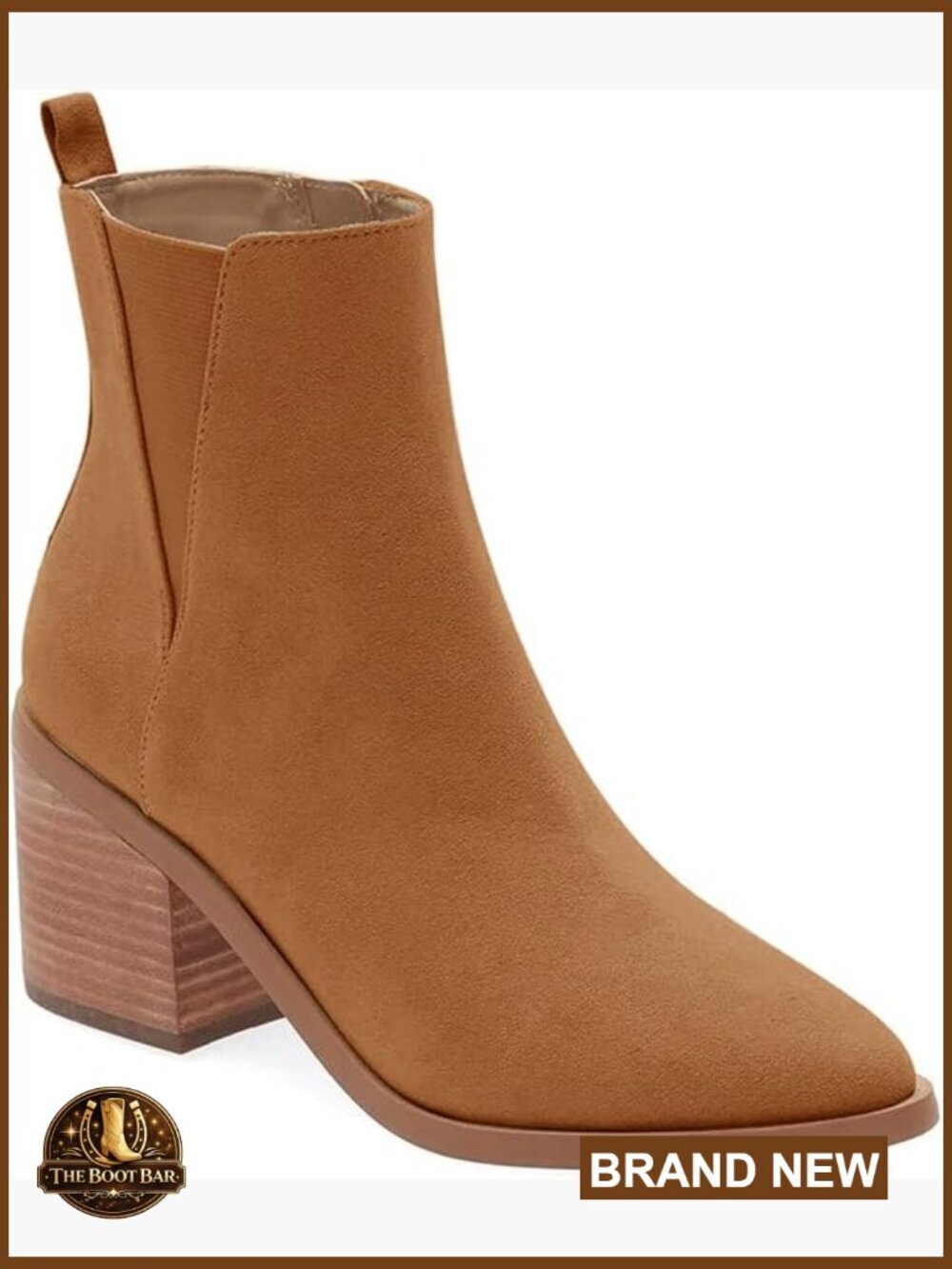 Chunky Block Heel Ankle Booties Pointed Toe Side Zipper Chelsea Fall Boots